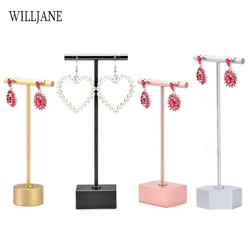 Dangle Earrings Display Holder Stand Metal T Bar Rack Ear Studs Hanger Jewelry Ring Clip Organizer Tower Eardrop Storage Shelf thumbnail 2