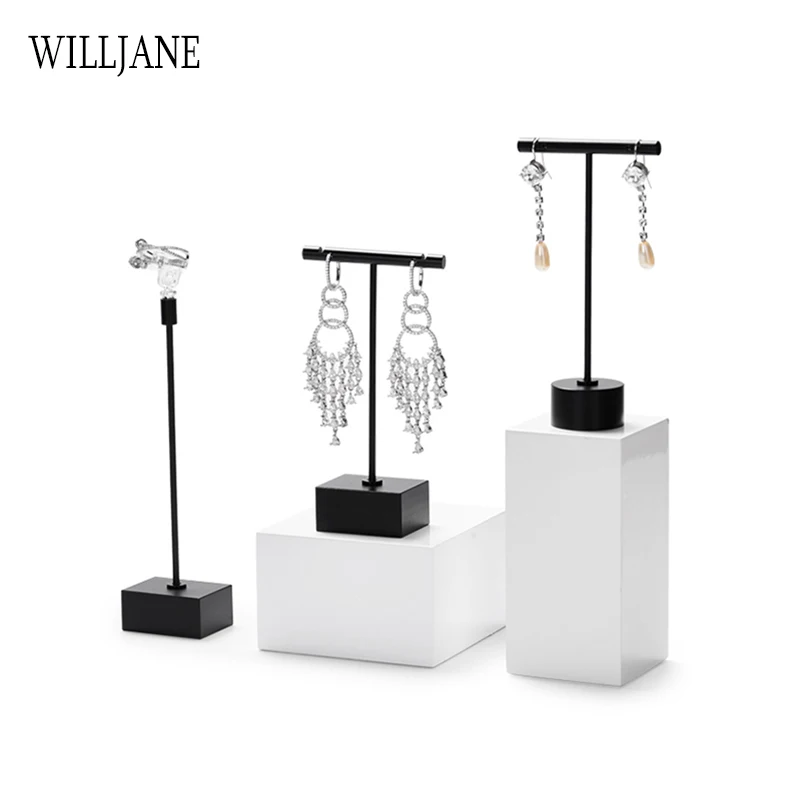 Dangle Earrings Display Holder Stand Metal T Bar Rack Ear Studs Hanger Jewelry Ring Clip Organizer Tower Eardrop Storage Shelf thumbnail 3