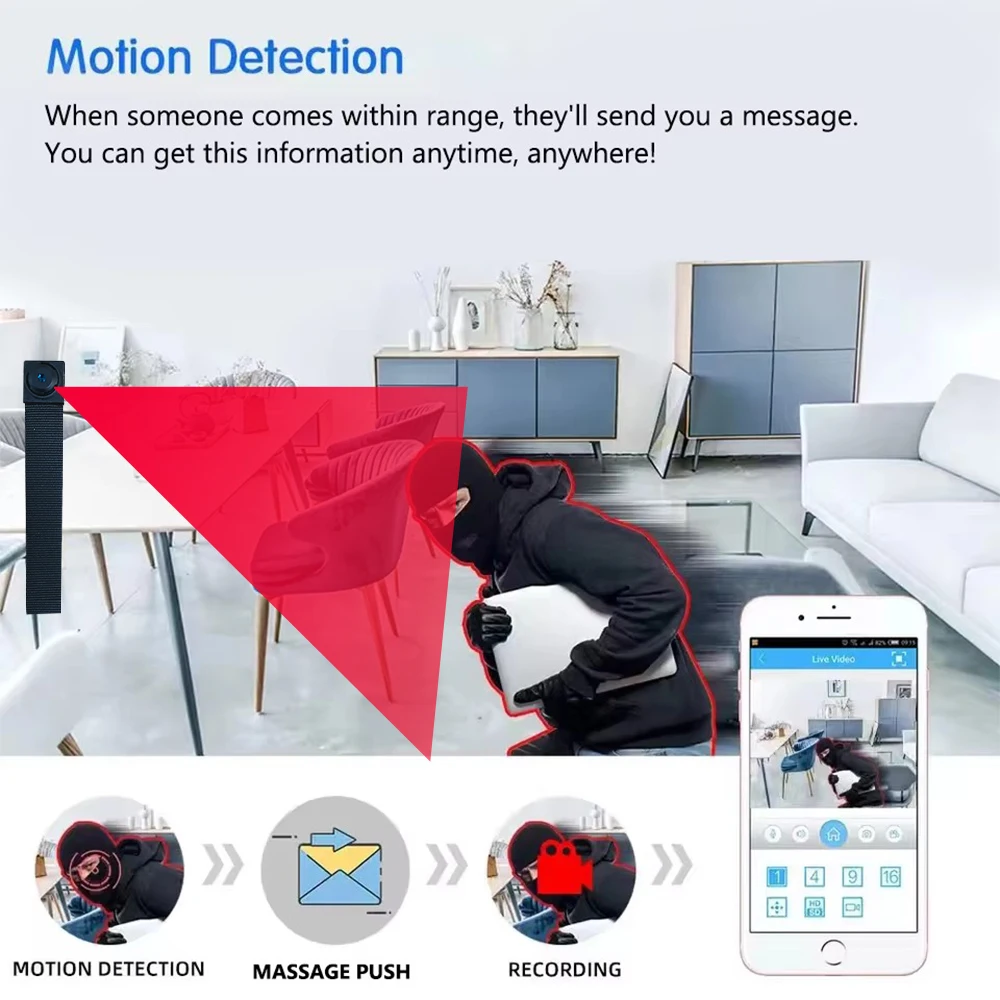 Newly improved 4K HD mini WiFi camera, supporting remote viewing, motion detection, DIY home nanny style camera thumbnail 4