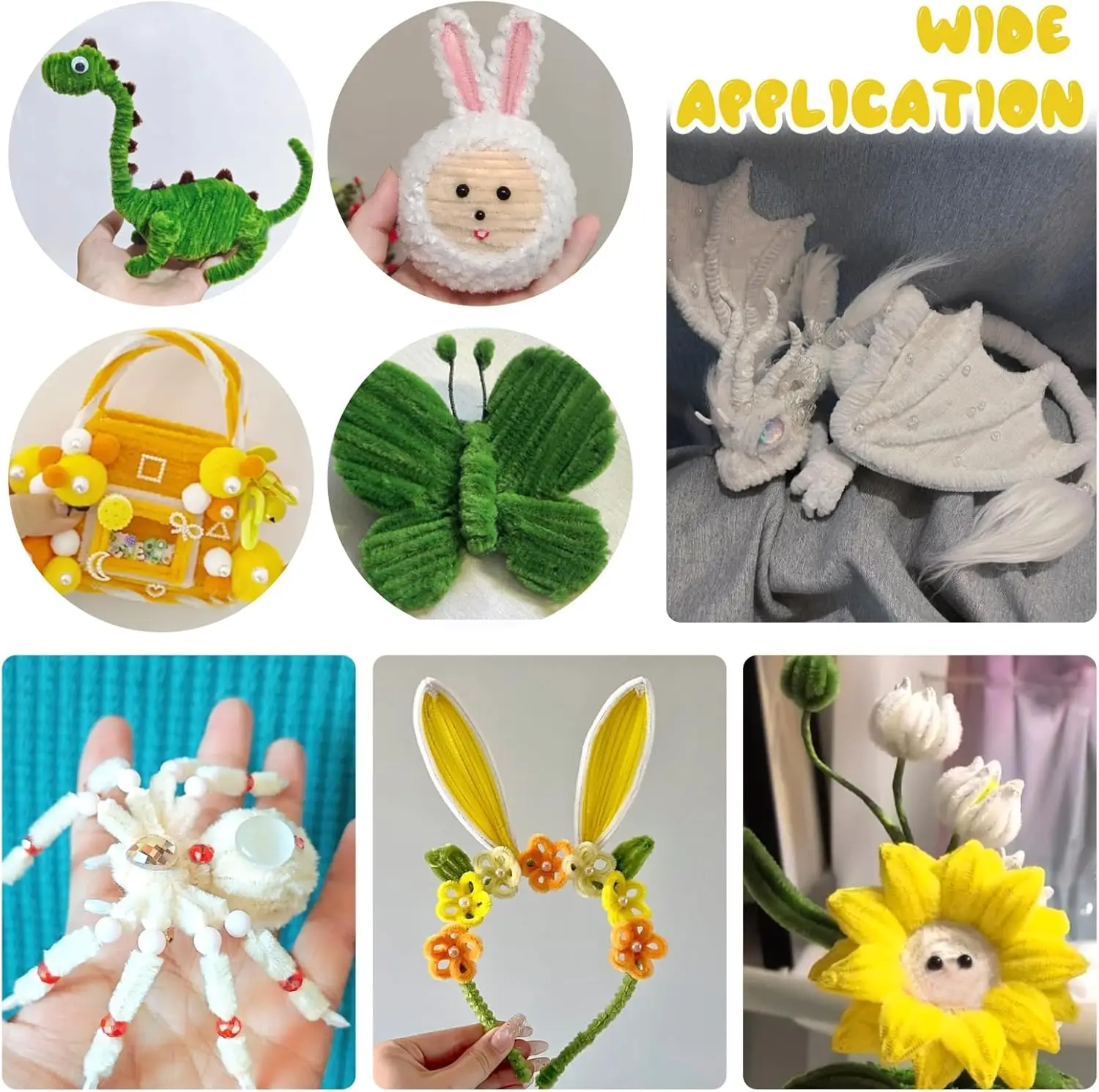 600pcs Multi-Colored, Flower Making Kit, Arts and Craft Supplies, Pipe Cleaners Kit, Pipe Cleaner for Flower, Craft Supplies Kit thumbnail 6