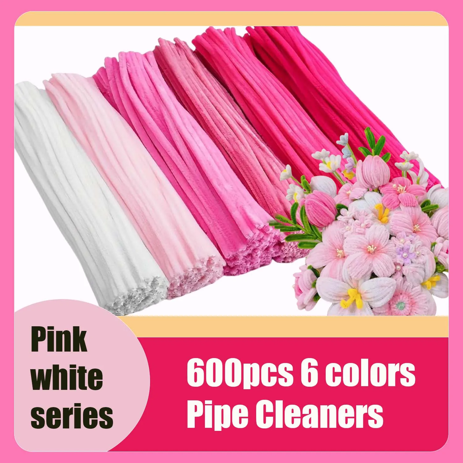 600pcs Multi-Colored, Flower Making Kit, Arts and Craft Supplies, Pipe Cleaners Kit, Pipe Cleaner for Flower, Craft Supplies Kit thumbnail 3