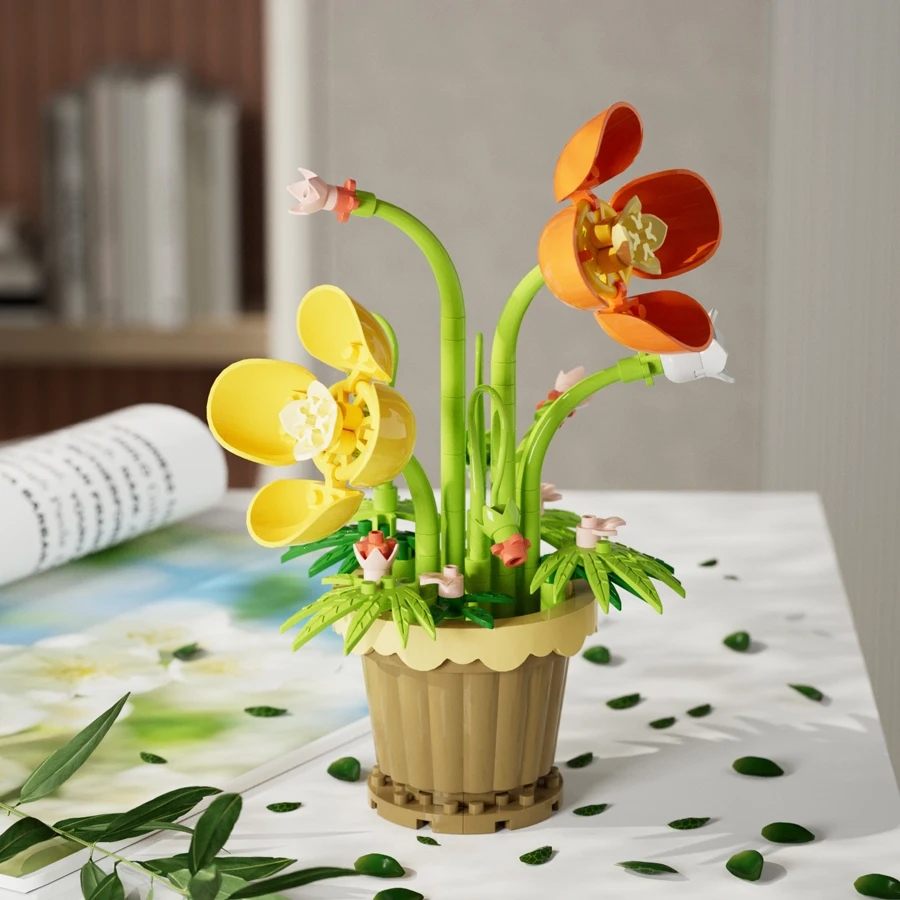 Mini Flower Pot Building Blocks Flower Bouquet Blocks Educational Kids Toys Mother's Day Gift thumbnail 3