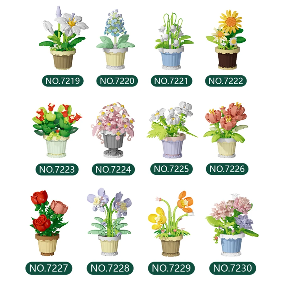 Mini Flower Pot Building Blocks Flower Bouquet Blocks Educational Kids Toys Mother's Day Gift thumbnail 6