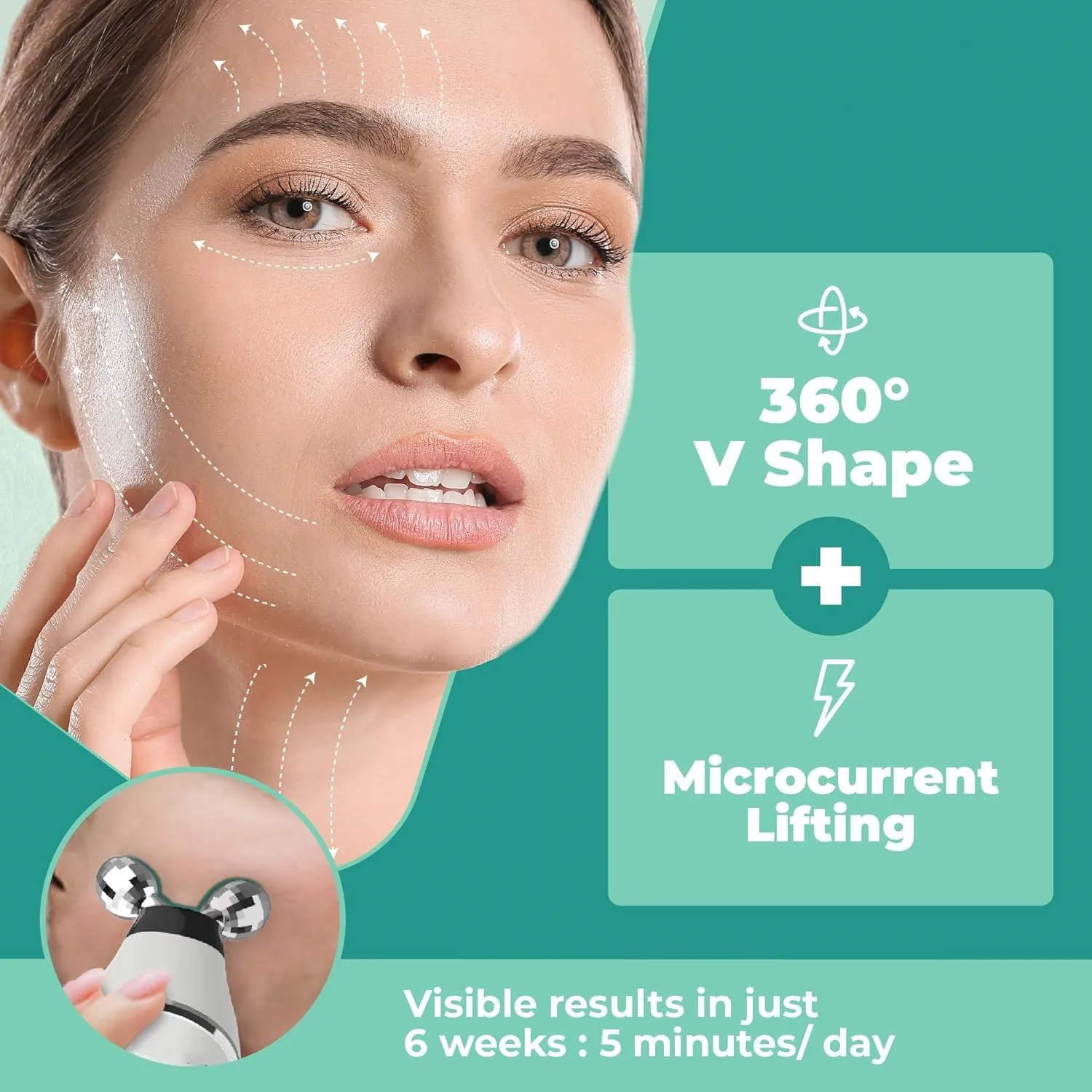 Microcurrent Facial Device Microcurrent Facial Roller -Facial Microcurrent Device Anti-Aging Microcurrent Facial Devices thumbnail 3