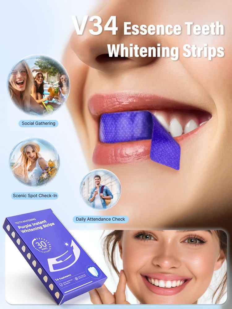 14/72pairs Teeth Whitening Strips Clean Whiten Remove Yellow Plaque Protect Gum Reduce Tooth Stains Fresh Breath Stickers thumbnail 4