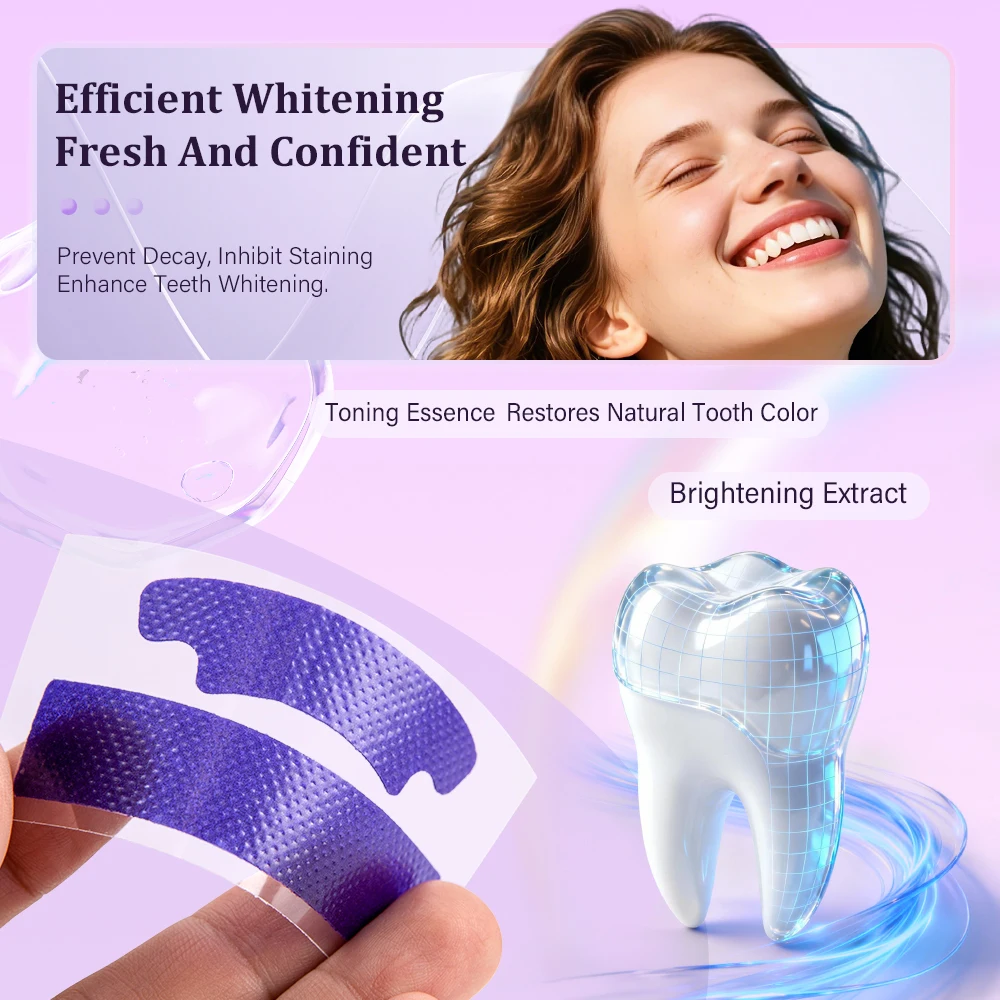 14/72pairs Teeth Whitening Strips Clean Whiten Remove Yellow Plaque Protect Gum Reduce Tooth Stains Fresh Breath Stickers thumbnail 3