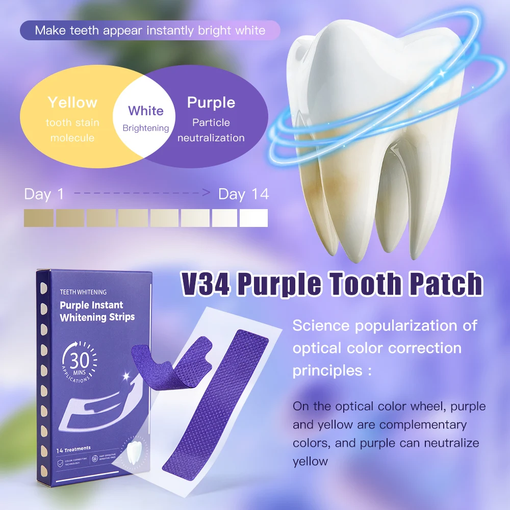 14/72pairs Teeth Whitening Strips Clean Whiten Remove Yellow Plaque Protect Gum Reduce Tooth Stains Fresh Breath Stickers thumbnail 2