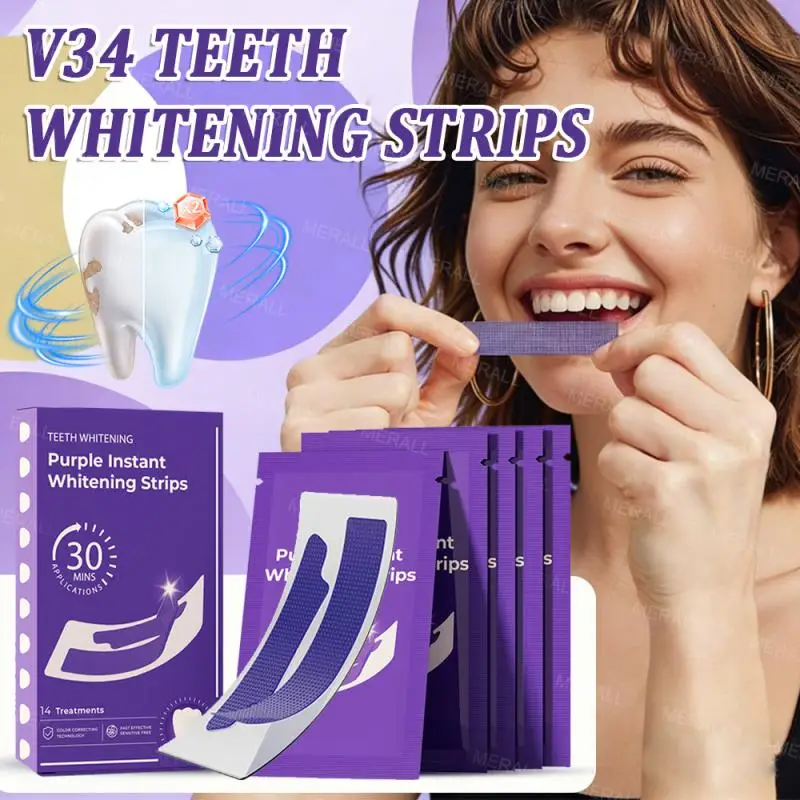 14/72pairs Teeth Whitening Strips Clean Whiten Remove Yellow Plaque Protect Gum Reduce Tooth Stains Fresh Breath Stickers