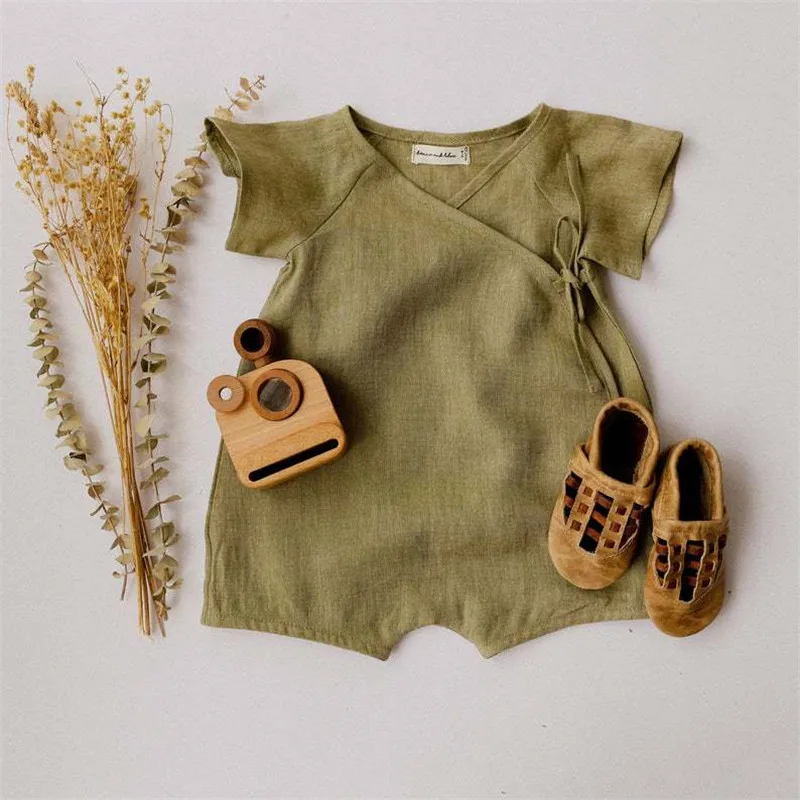 Linen Cotton Baby Boys Rompers Summer Infant Baby Bodysuit Casual Newborn Girls Jumpsuit Toddler Boys Bodysuit Overalls 0-24m thumbnail 2