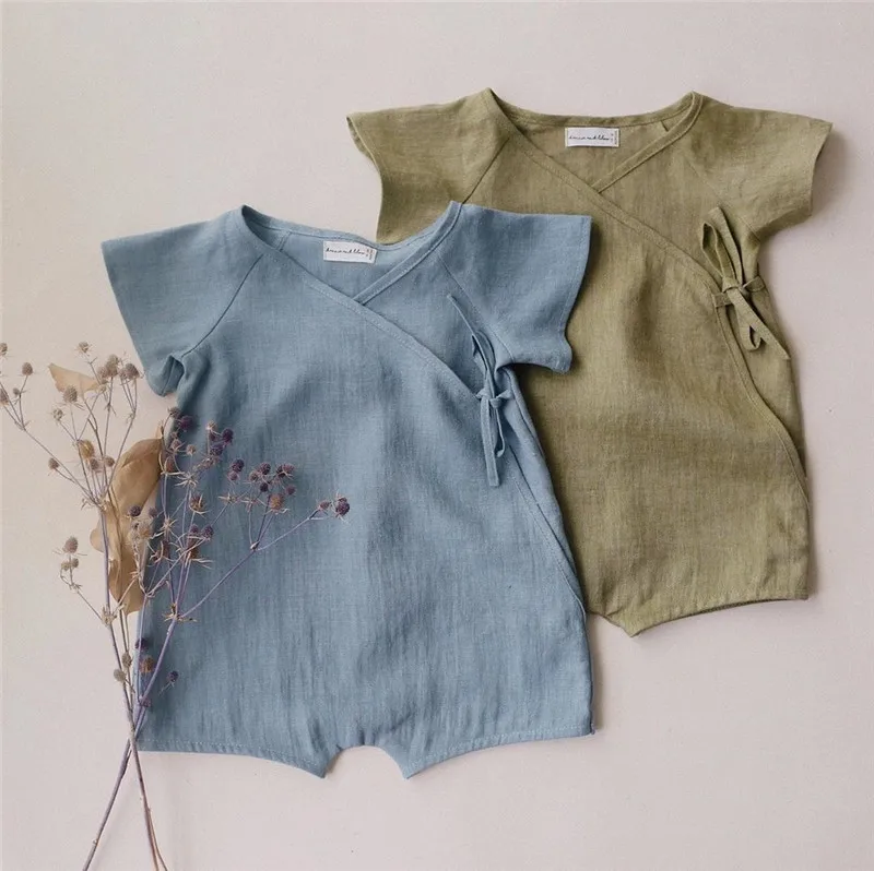 Linen Cotton Baby Boys Rompers Summer Infant Baby Bodysuit Casual Newborn Girls Jumpsuit Toddler Boys Bodysuit Overalls 0-24m thumbnail 4