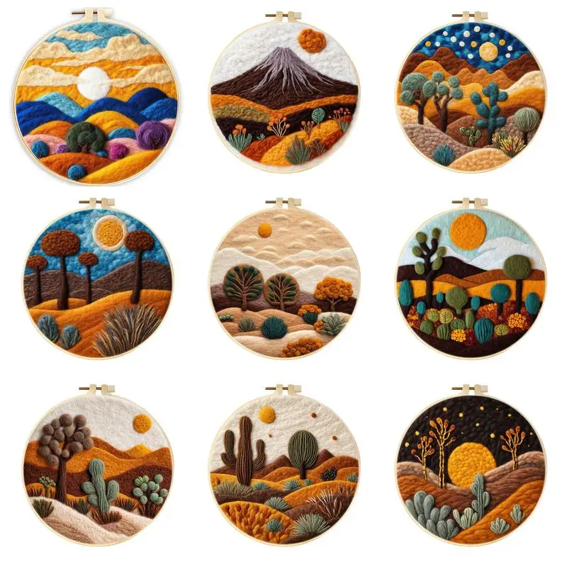 RUOPOTY Landscape Pattern Needle Felting Painting Starter Kit Complete Needle Felting Tools Needle Felting Kit With Felting Need thumbnail 2