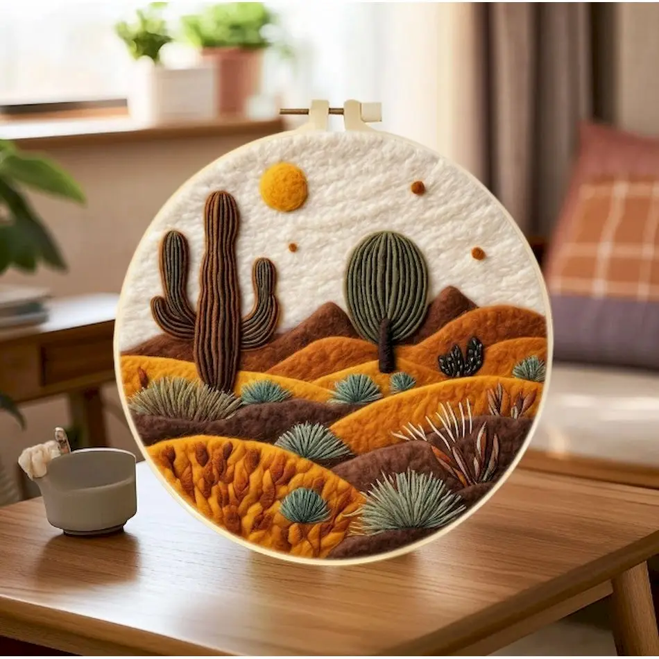RUOPOTY Landscape Pattern Needle Felting Painting Starter Kit Complete Needle Felting Tools Needle Felting Kit With Felting Need