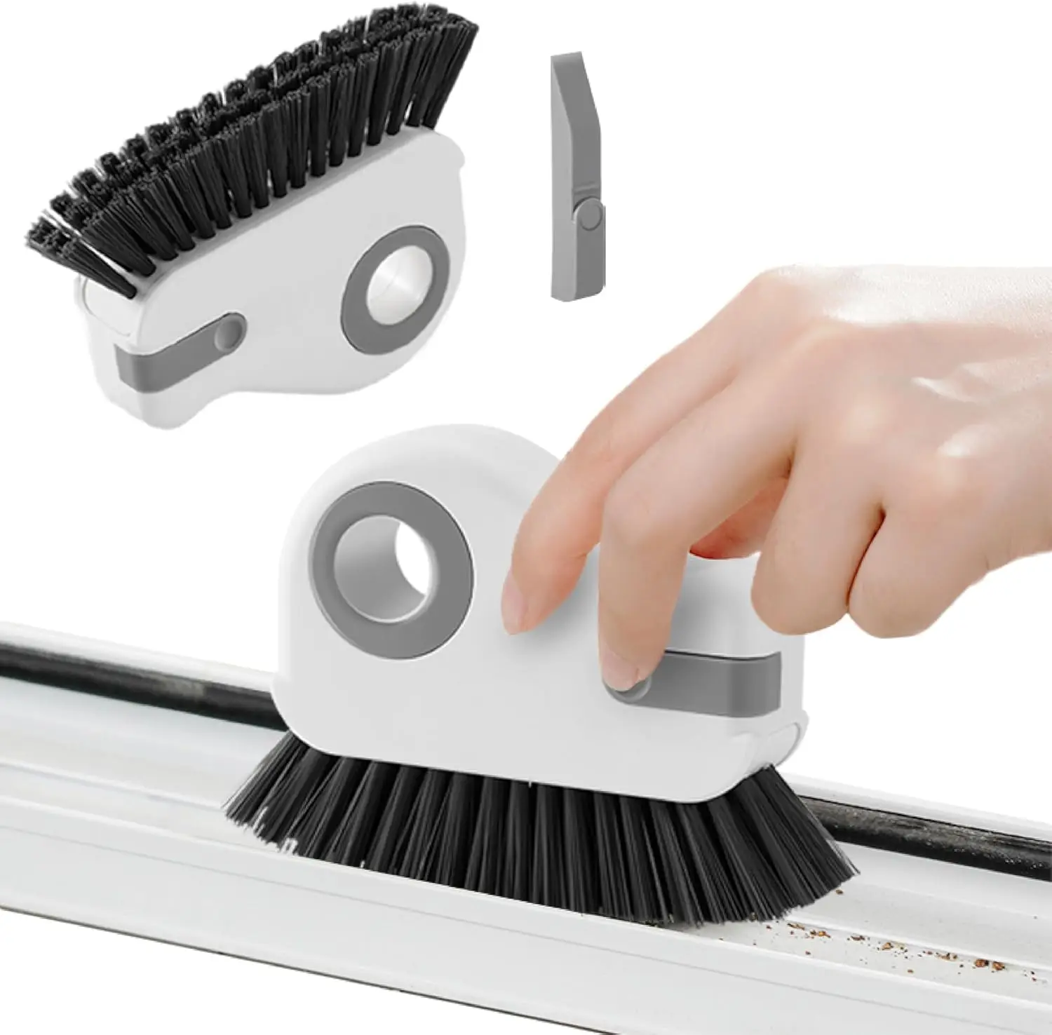 2 in 1 Groove Cleaning Brush Window Track Cleaning Tools,Crevice Gap Brush Hard Bristle Window Track Cleaner with Hidden Scraper