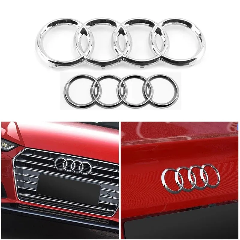 For Audi A3 A4 A5 A6 A7 Q2 Q3 Q5 Q8 TT ABS Black Hood Front Bonnet Grill Rear Trunk Emblem Logo Badge Sticker Decal  4 Ring Logo thumbnail 3