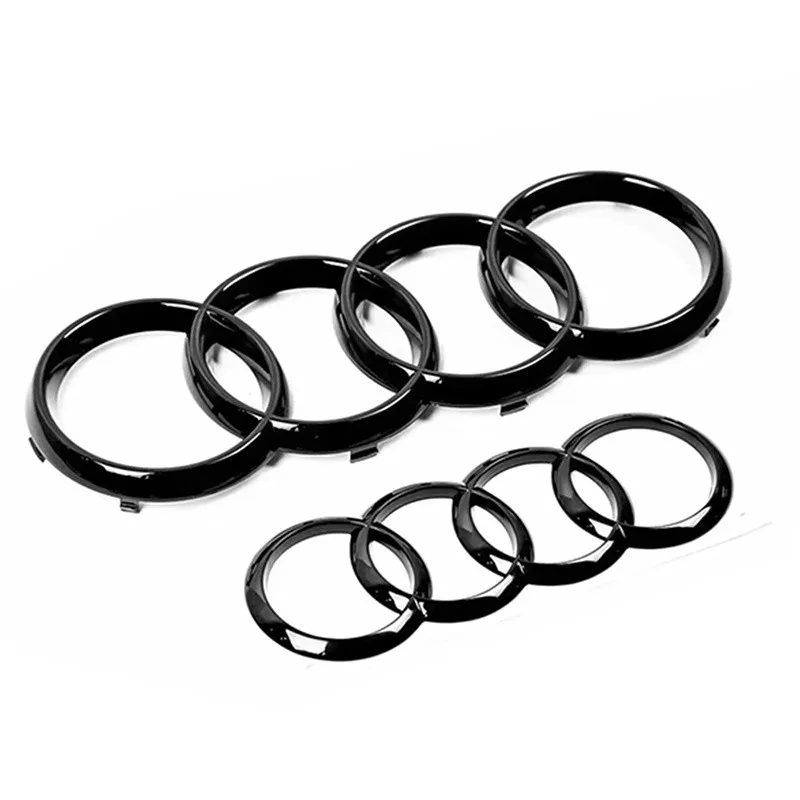 For Audi A3 A4 A5 A6 A7 Q2 Q3 Q5 Q8 TT ABS Black Hood Front Bonnet Grill Rear Trunk Emblem Logo Badge Sticker Decal  4 Ring Logo thumbnail 2