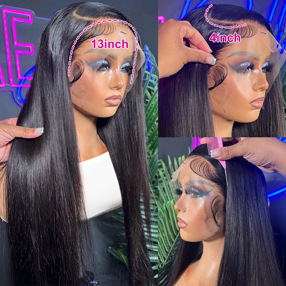 30 40 Inch Bone Straight 13x4 13x6 360 Lace Front Wig Hd Transparent Lace Frontal Wig Human Hair Pre Plucked Lace Wigs For Women thumbnail 2