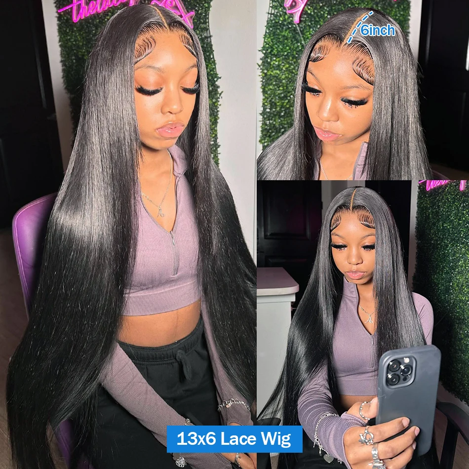 30 40 Inch Bone Straight 13x4 13x6 360 Lace Front Wig Hd Transparent Lace Frontal Wig Human Hair Pre Plucked Lace Wigs For Women thumbnail 3
