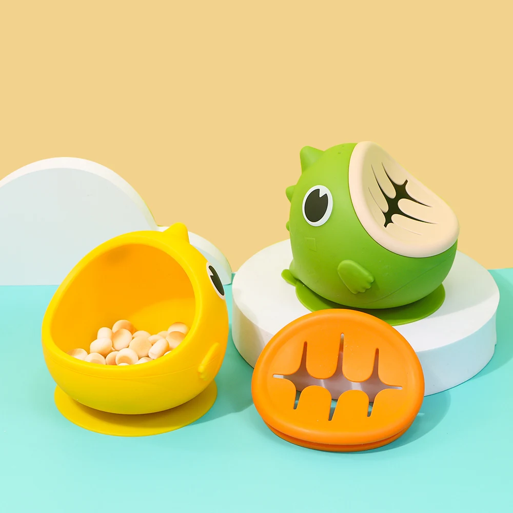 Dinosaur Silicone Bowl Food Grade Cartoon Baby Suction Cup Complementary Food Bowl Steaming And Anti Drop Snack Bowl Tableware