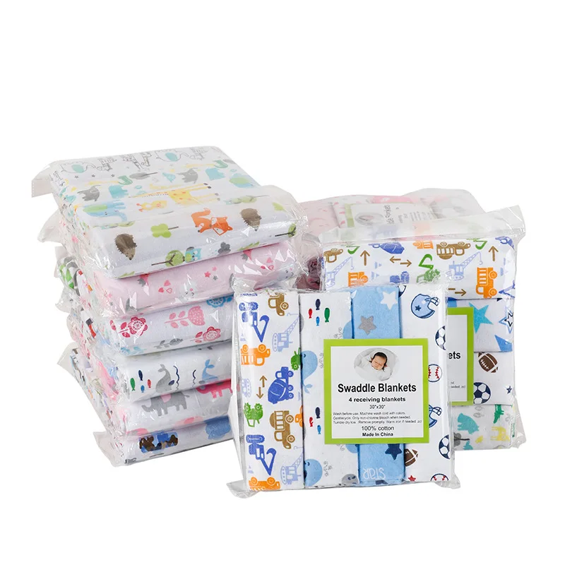 New Colors Cotton Baby Blanket Newborn 76x76cm Baby Bedsheet Supersoft Flannel Diapers New Born Blanket Swaddle 4pcs/pack thumbnail 2