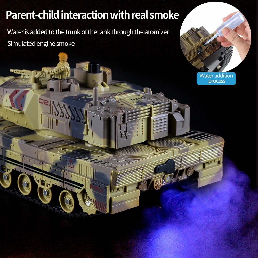 2.4G Remote Control Tracked Simulation Tank Water Spray Remote Control Vehicle War Armored Vehicle Model Children Toy Gift thumbnail 5