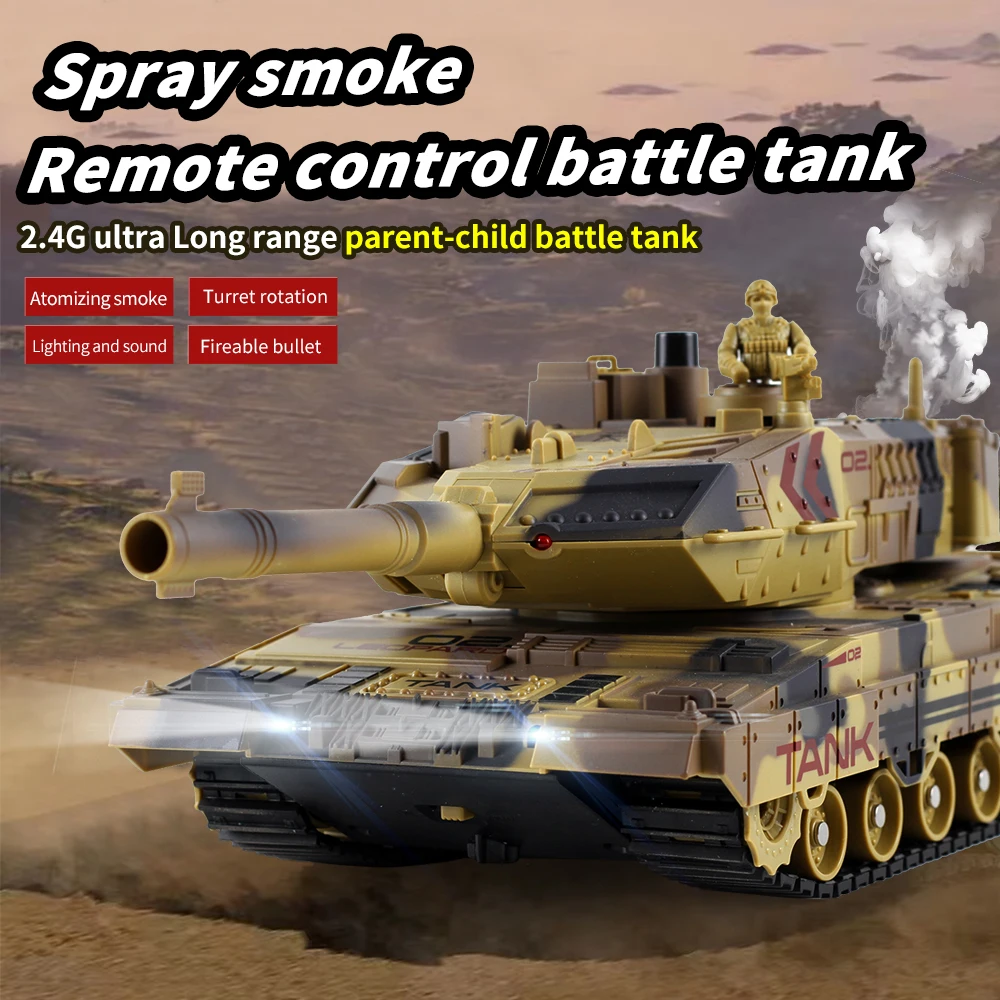2.4G Remote Control Tracked Simulation Tank Water Spray Remote Control Vehicle War Armored Vehicle Model Children Toy Gift thumbnail 4
