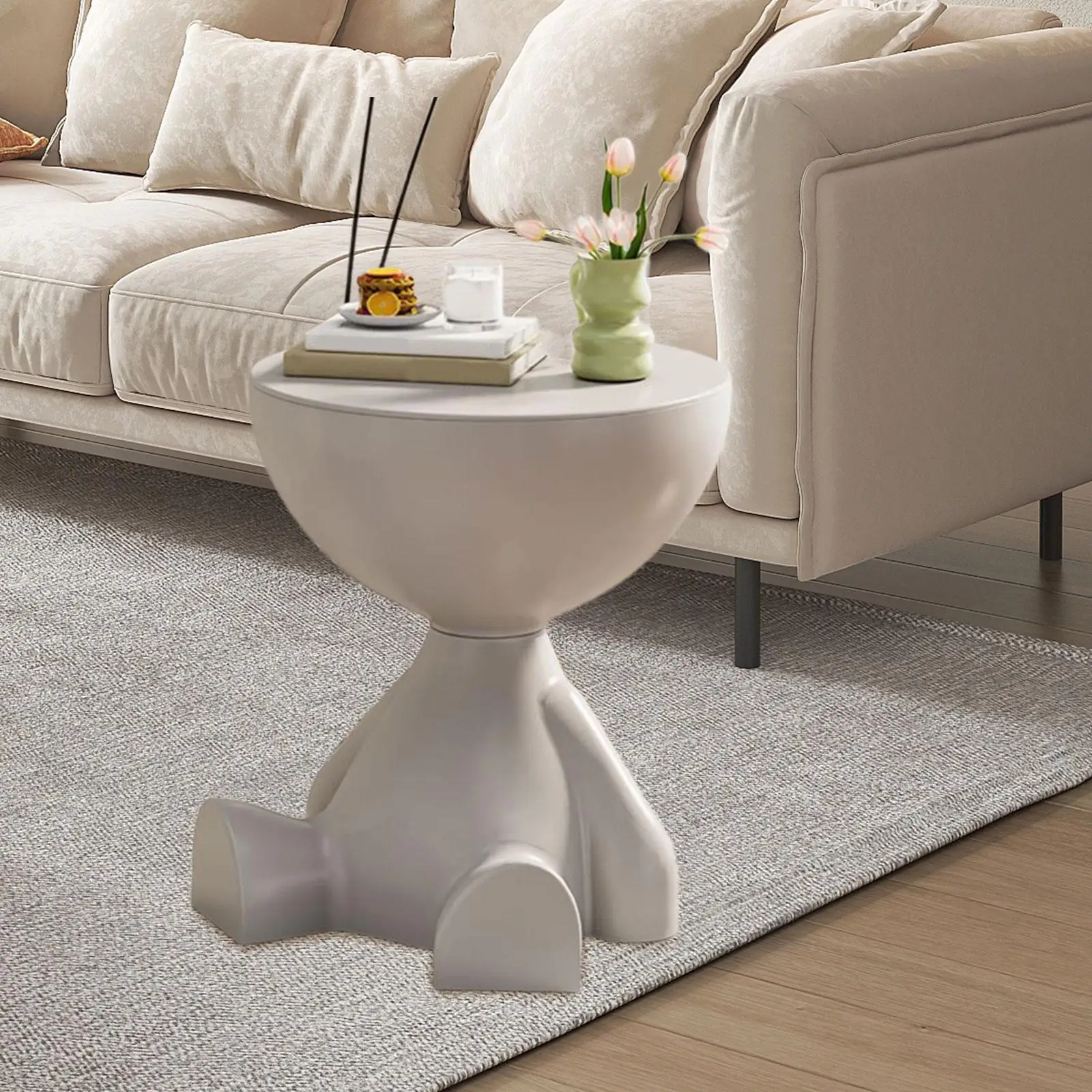 Creative Flat Coffee Table Cream Style Home Living Room Sofa Side Table Bedside Small Table Movable Small Round Table Corner thumbnail 4