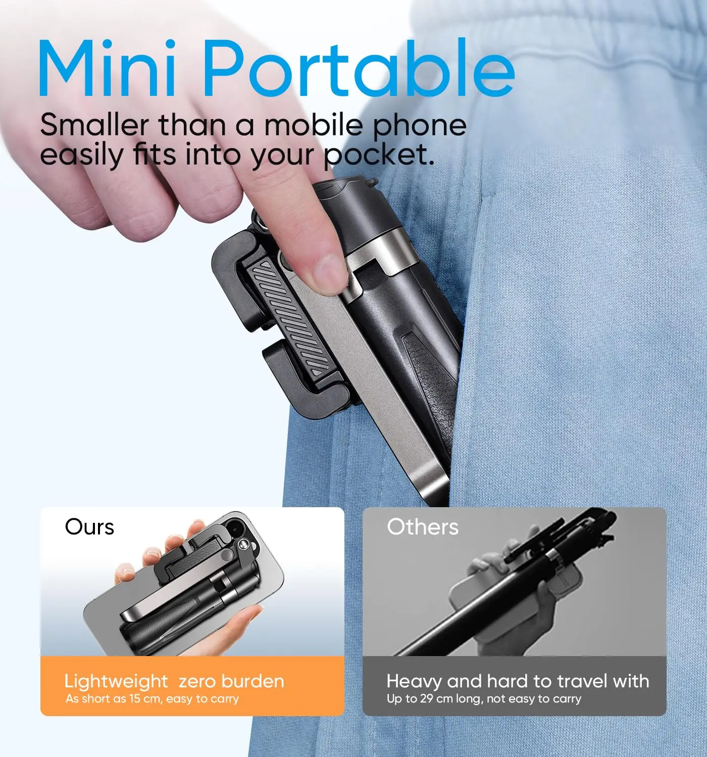 Mini Tripod，2025 New Selfie Stick Tripod with Remote One-Touch Push Button Switch, 360° Rotation with Bluetooth for IPhone thumbnail 2