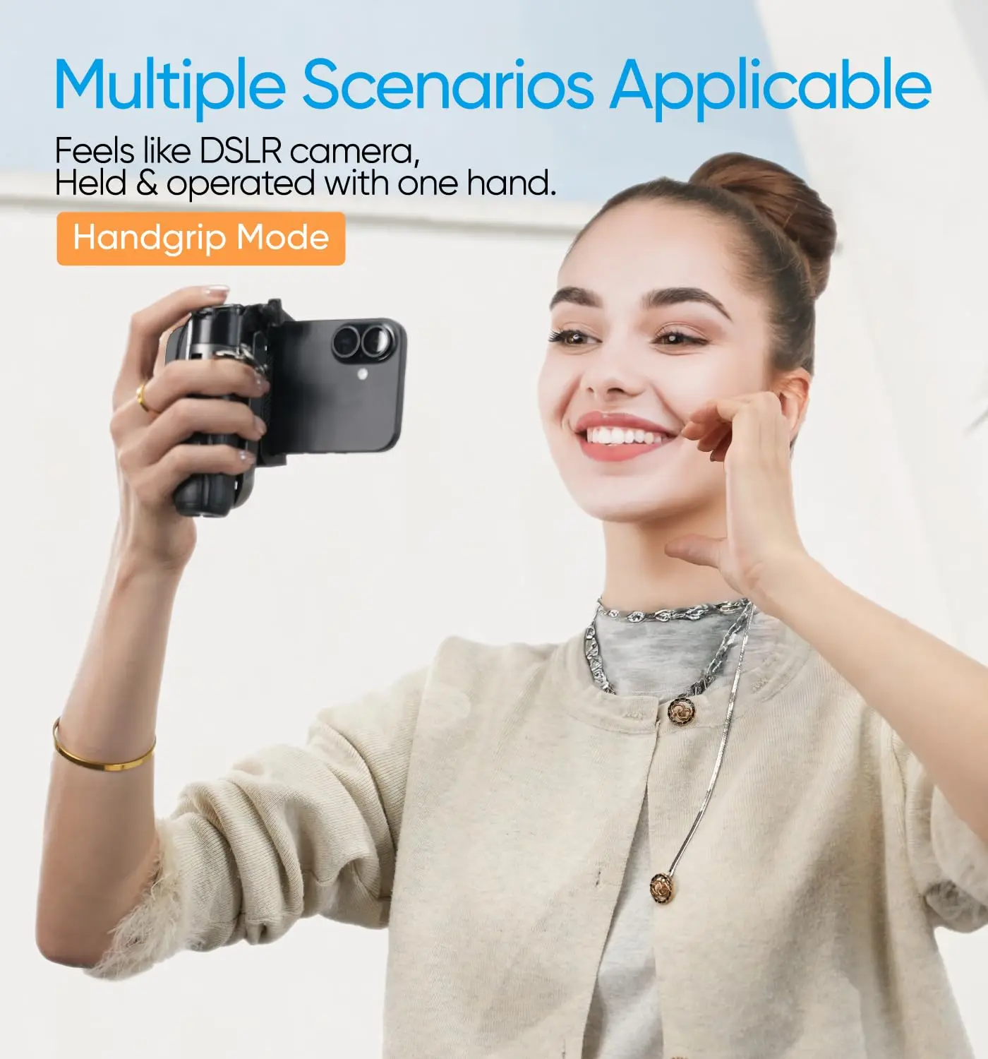 Mini Tripod，2025 New Selfie Stick Tripod with Remote One-Touch Push Button Switch, 360° Rotation with Bluetooth for IPhone thumbnail 3