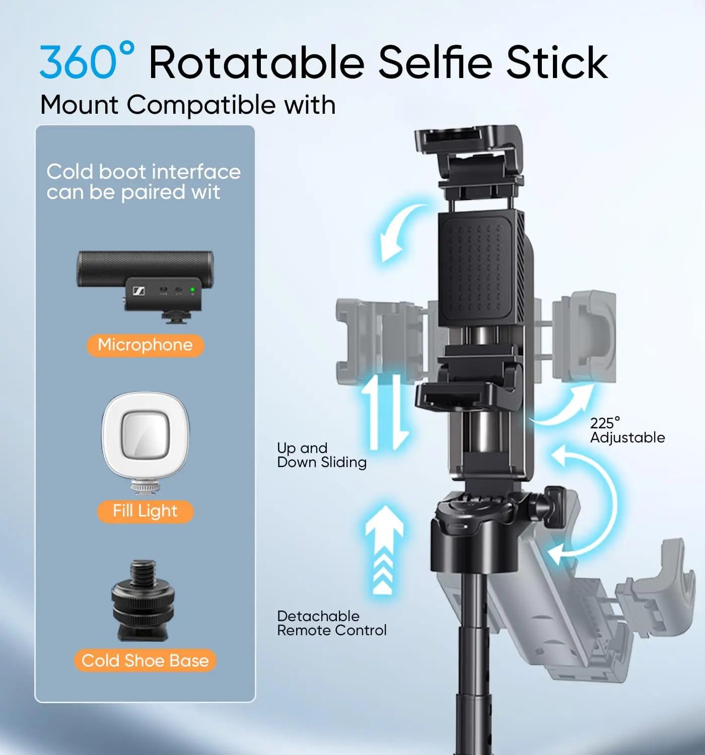 Mini Tripod，2025 New Selfie Stick Tripod with Remote One-Touch Push Button Switch, 360° Rotation with Bluetooth for IPhone thumbnail 4