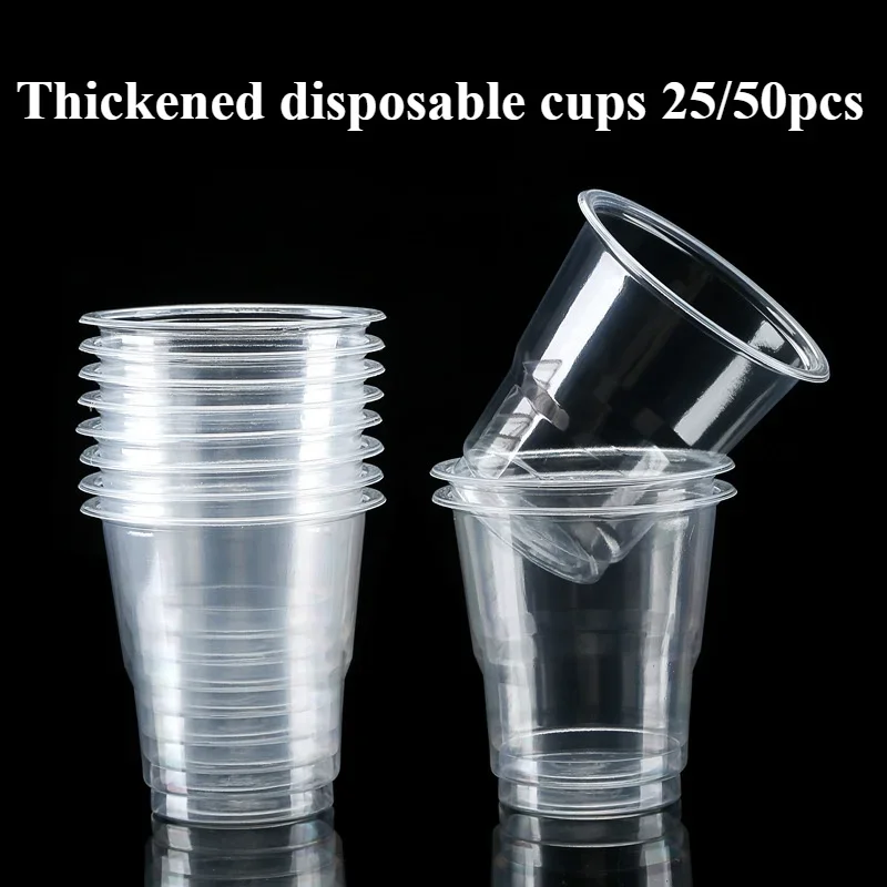 25/50pcs New Disposable Transparent Plastic Cup Outdoor Picnic Birthday Kitchen Party Tableware Cups Supplies Kitchenware Dining thumbnail 3