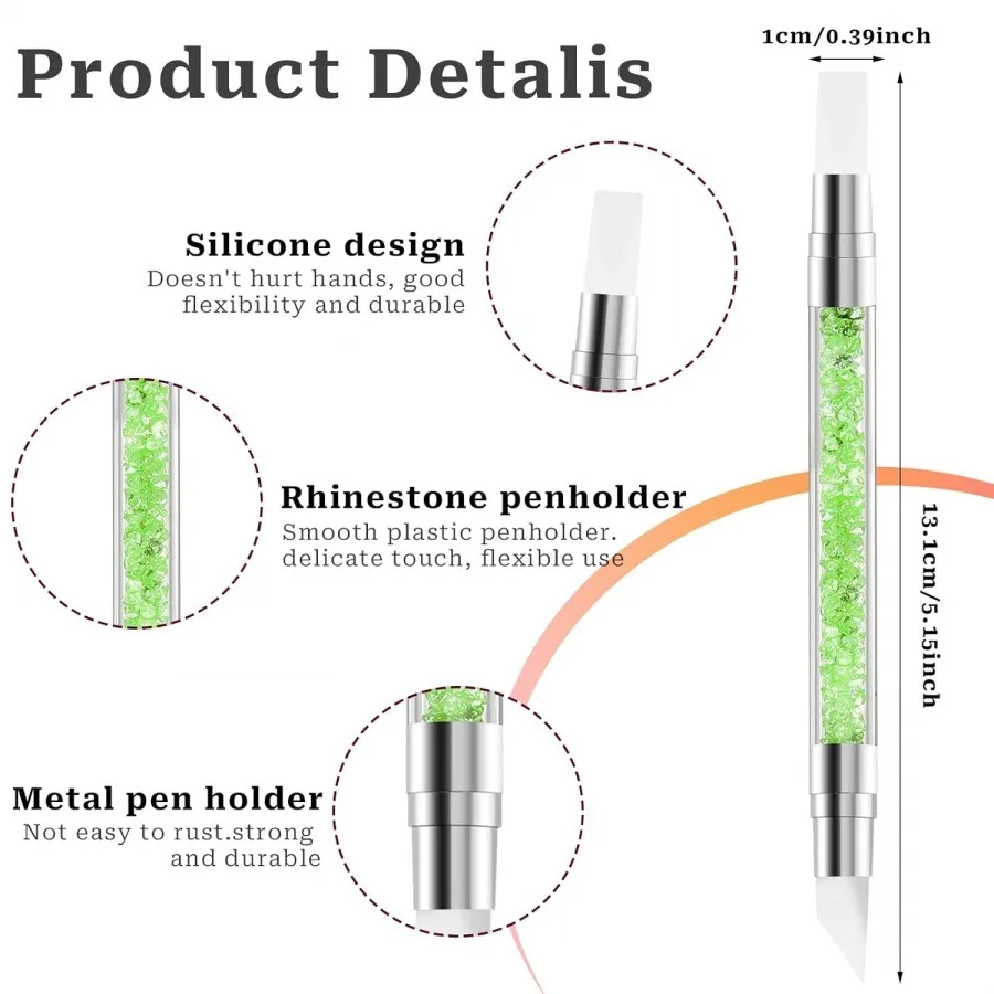 1/5 Pcs Silicone Nail Tools Dual Tipped Nail Art Sculpture Pen Rhinestone Nail Polish Carving Pen Rubber Tip Nail Brushes thumbnail 2