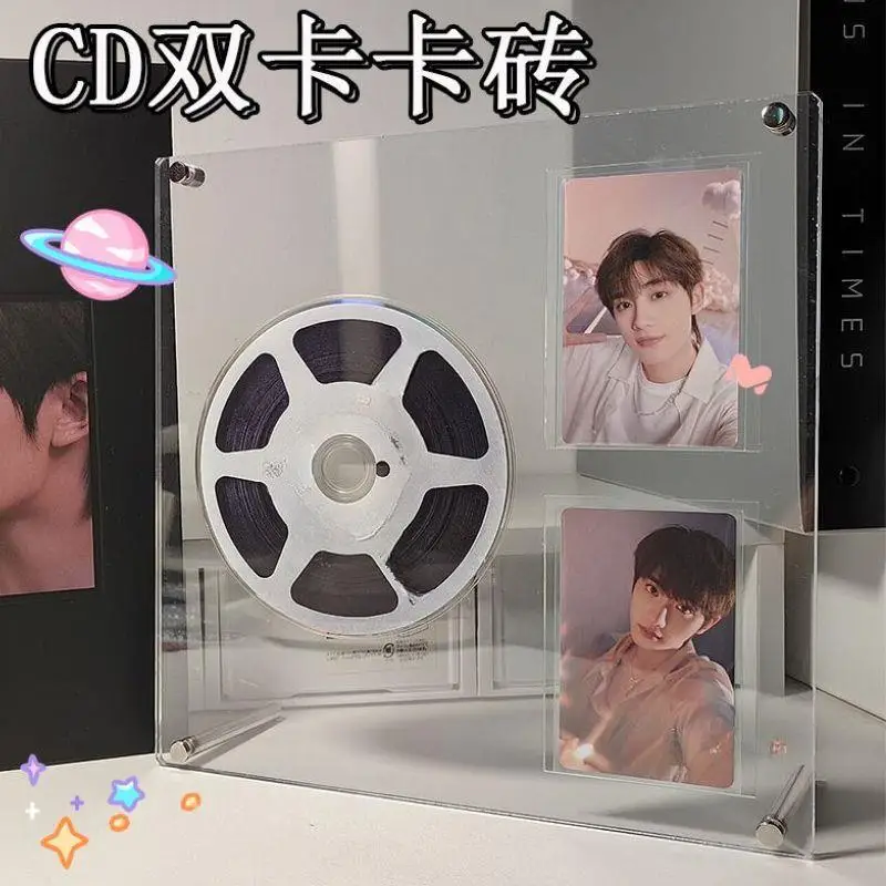INS CD Picture Display Stand Frame Poster Holder Transparent Acrylic Photo Frame Idol Postcards Protector Album Desktop Decor thumbnail 5