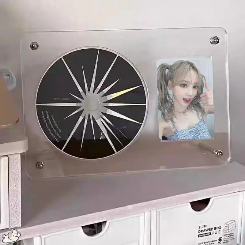 INS CD Picture Display Stand Frame Poster Holder Transparent Acrylic Photo Frame Idol Postcards Protector Album Desktop Decor thumbnail 4