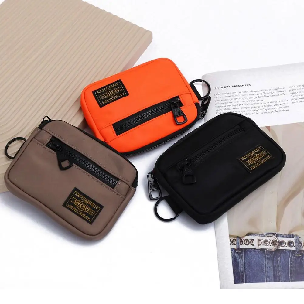 Small Casual Men's Coin Purse Canvas Zipper Short Wallet Retro Key Holder Money Bag Trend Youth Mini Handbag thumbnail 4