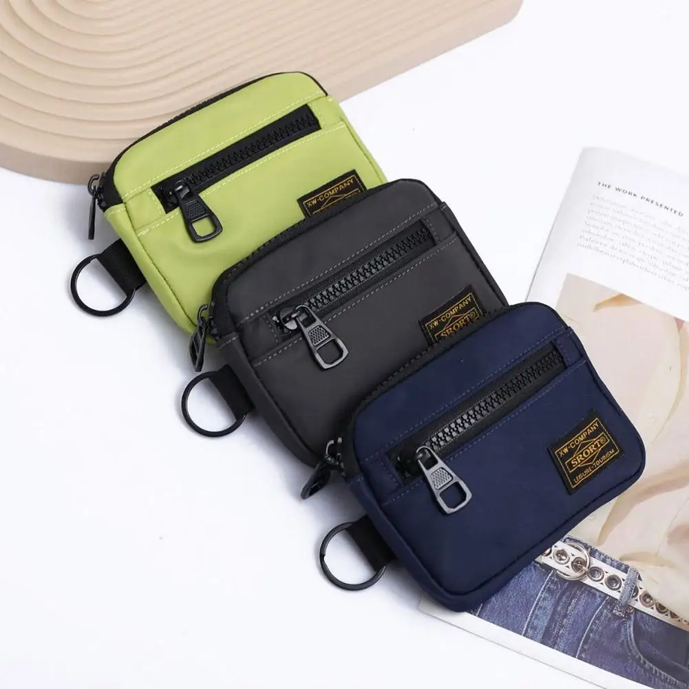 Small Casual Men's Coin Purse Canvas Zipper Short Wallet Retro Key Holder Money Bag Trend Youth Mini Handbag thumbnail 3