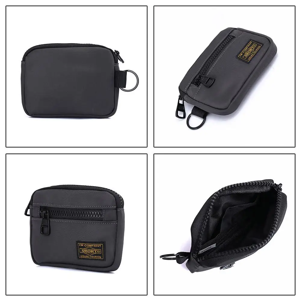Small Casual Men's Coin Purse Canvas Zipper Short Wallet Retro Key Holder Money Bag Trend Youth Mini Handbag thumbnail 6