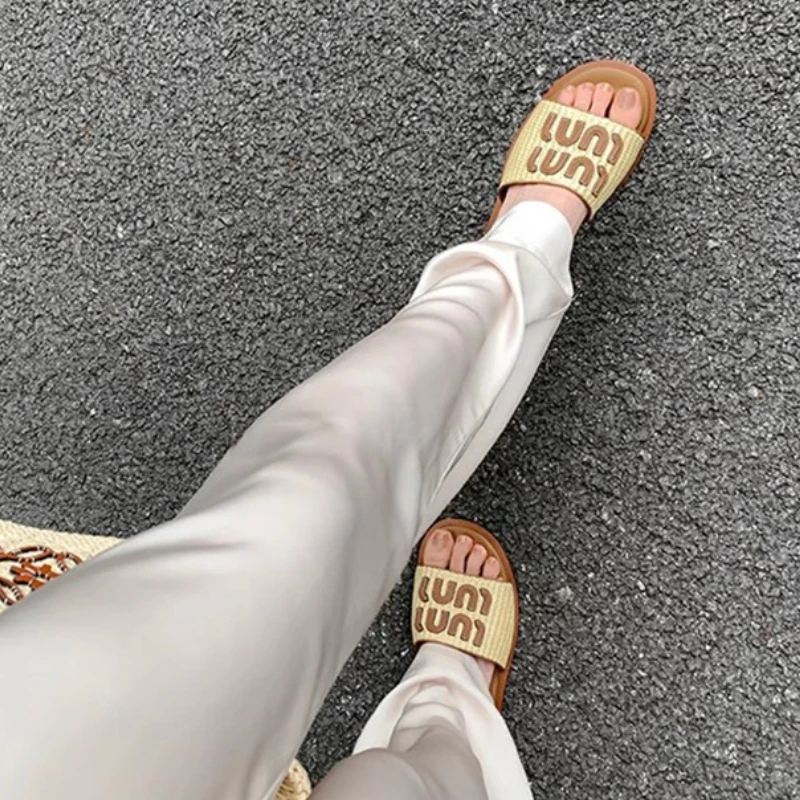 Women's Sandals Summer New Flat Shoes Casual Soft Sole Women's Vacation Fashion Braided Beach Flip Flops Zapatos De Mujer thumbnail 6