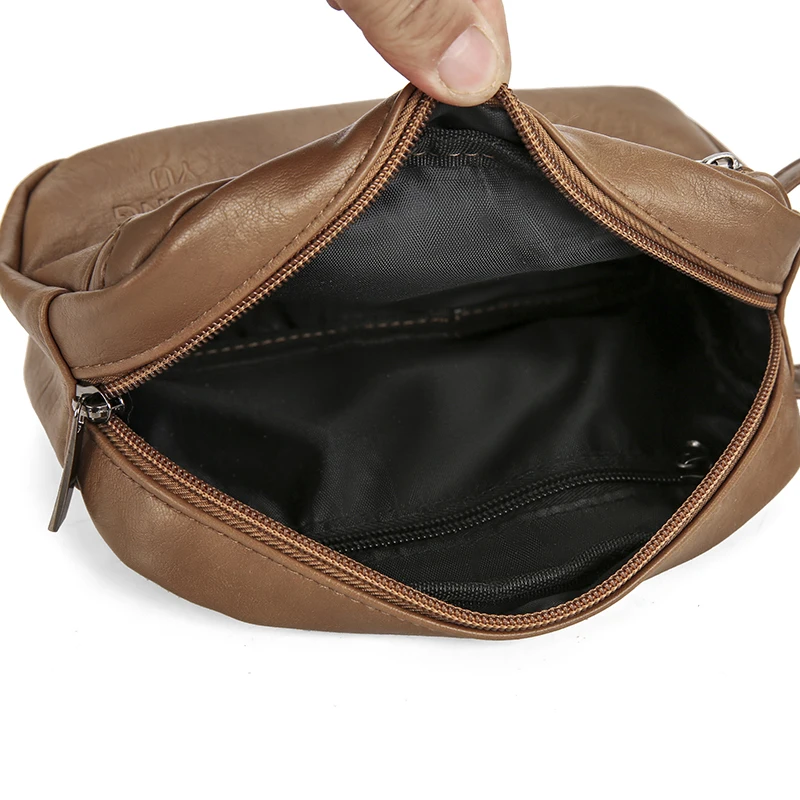 Men Fashion PU Leather Mobile Phone Wristlet Bag Pure Color Small Handbags Anti-theft Wallet Card Bag Lightweight Daily Hand Bag thumbnail 4