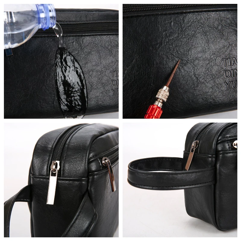 Men Fashion PU Leather Mobile Phone Wristlet Bag Pure Color Small Handbags Anti-theft Wallet Card Bag Lightweight Daily Hand Bag thumbnail 5