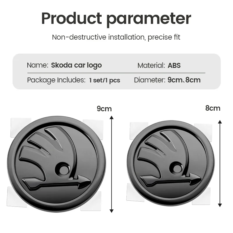 80mm 90mm ABS Emblem For Skoda Fabia 1 2 Octavia a7 RS Superb Rapid Yeti Karoq Vision Car Head Front Rear Boot Tailgate Sticker thumbnail 3
