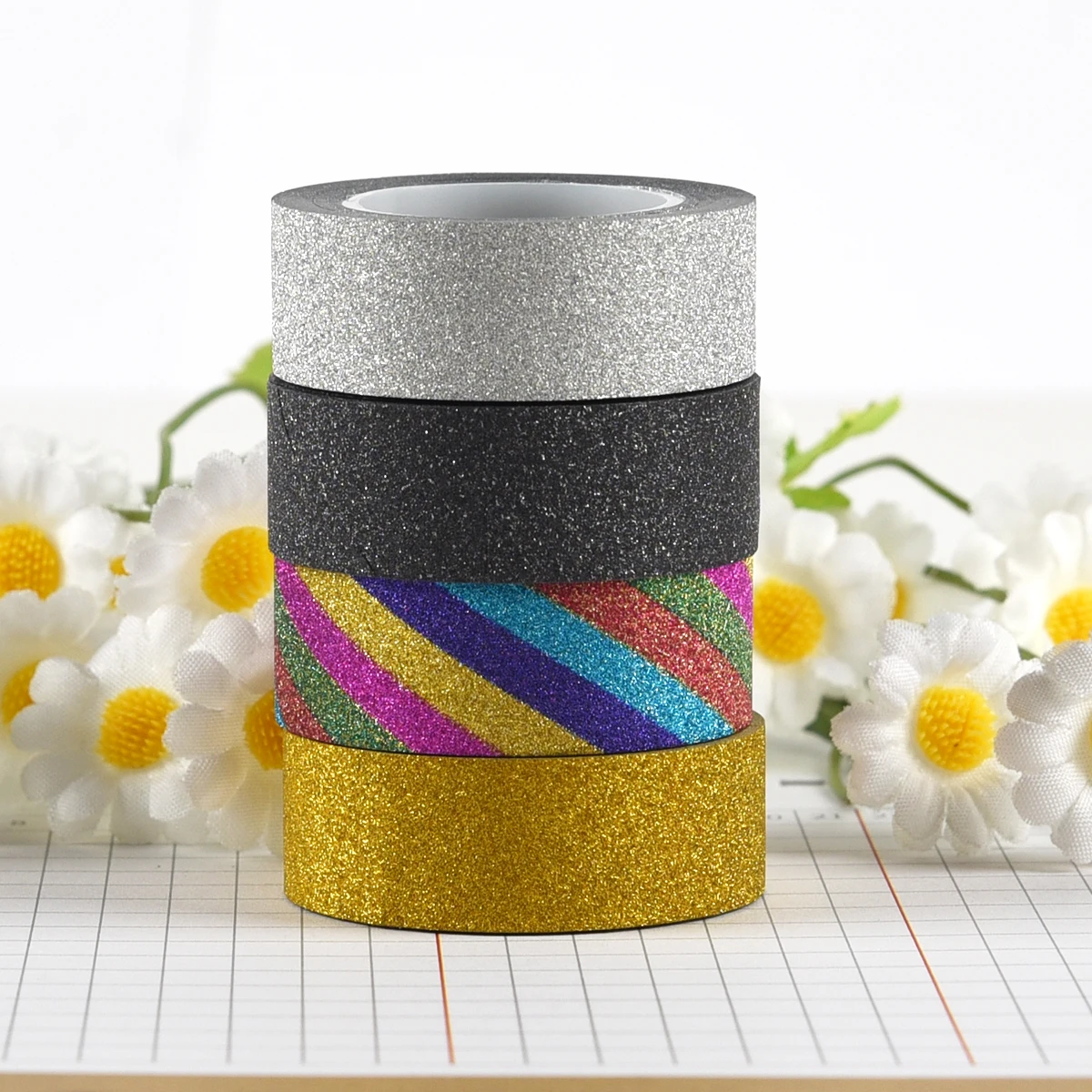 10Meter Hot Sales Glitter Washi Sticky Paper Masking Adhesive Tape Label Craft Decorative Diy thumbnail 3