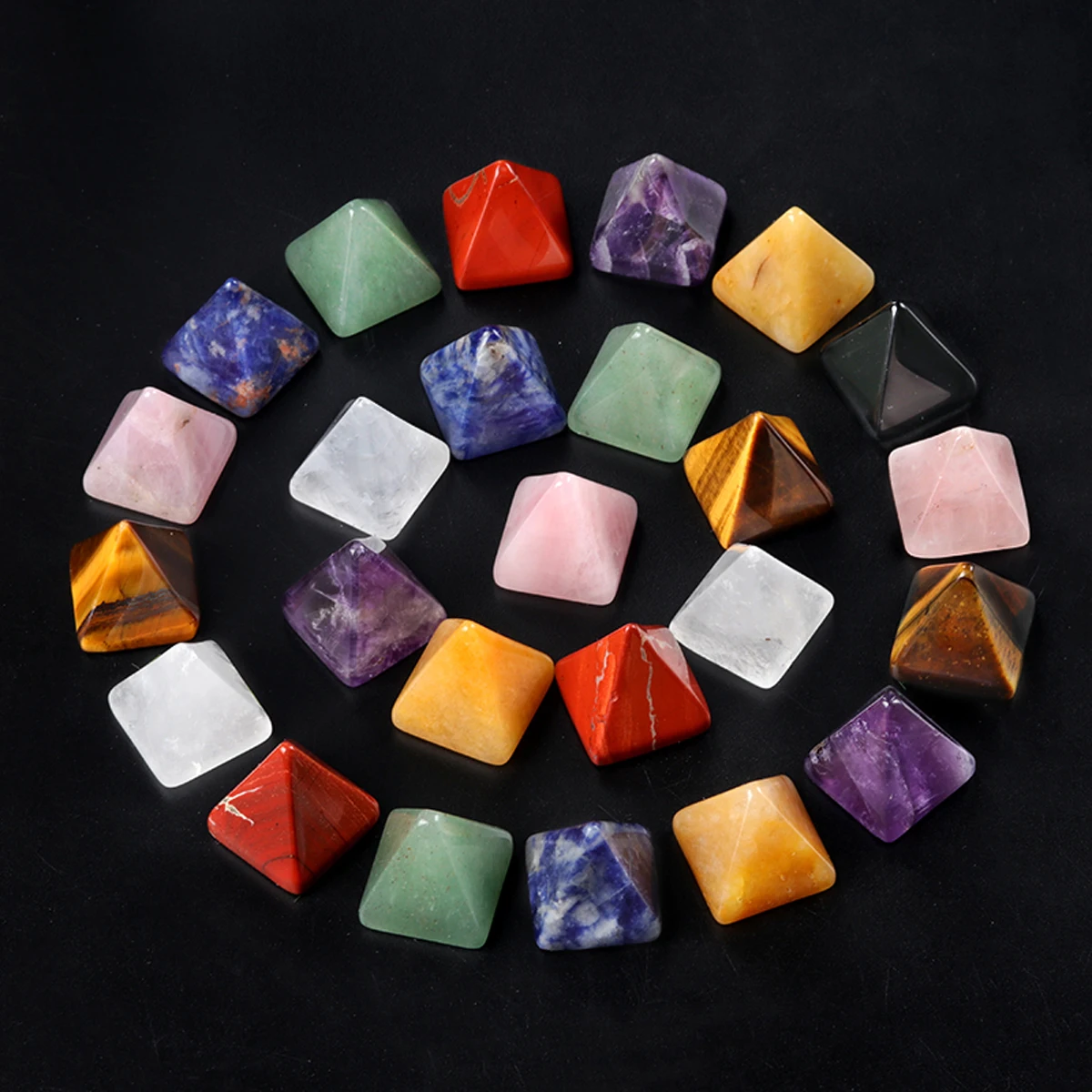 2pcs Natural Semi-Precious Stone White Crystal Pyramid Delicate Small Pendant Loose Bead Jewelry Make DIY Necklace Bracelet thumbnail 4