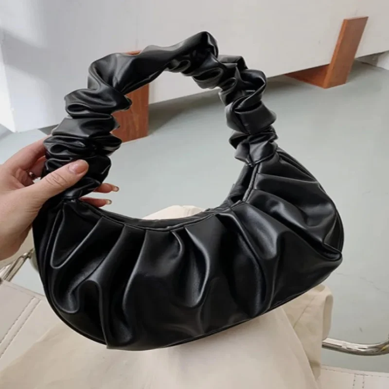 Fashion Pleated Handlebags for Women PU Cloud Bags Leisure Armpit Bag Shopping Shoulder Bags Dumpling Handbag Female Hand Bags thumbnail 3