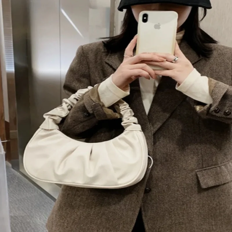 Fashion Pleated Handlebags for Women PU Cloud Bags Leisure Armpit Bag Shopping Shoulder Bags Dumpling Handbag Female Hand Bags thumbnail 6