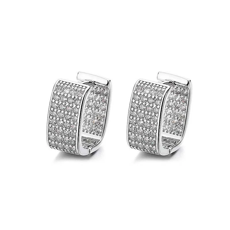 Stainless Steel Gold Silver Color Square Hoop Earrings for Women Luxury Shiny CZ Zircon Geometric Earrings Wedding Jewelry thumbnail 6