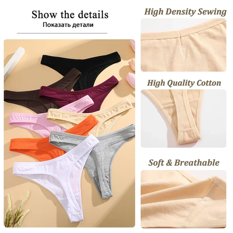 3Pcs/Set Seamless Thong Cotton Women Thin Strap Low Waist High Flexibility Panty Sexy Underwear Ladies Briefs T-back Soft Women thumbnail 3