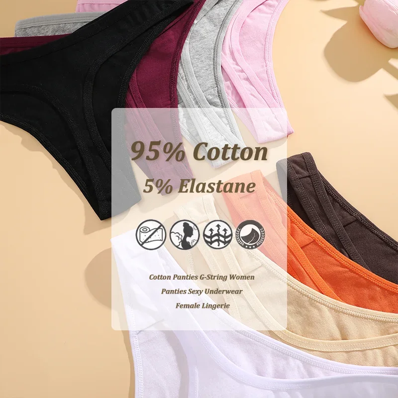 3Pcs/Set Seamless Thong Cotton Women Thin Strap Low Waist High Flexibility Panty Sexy Underwear Ladies Briefs T-back Soft Women thumbnail 5
