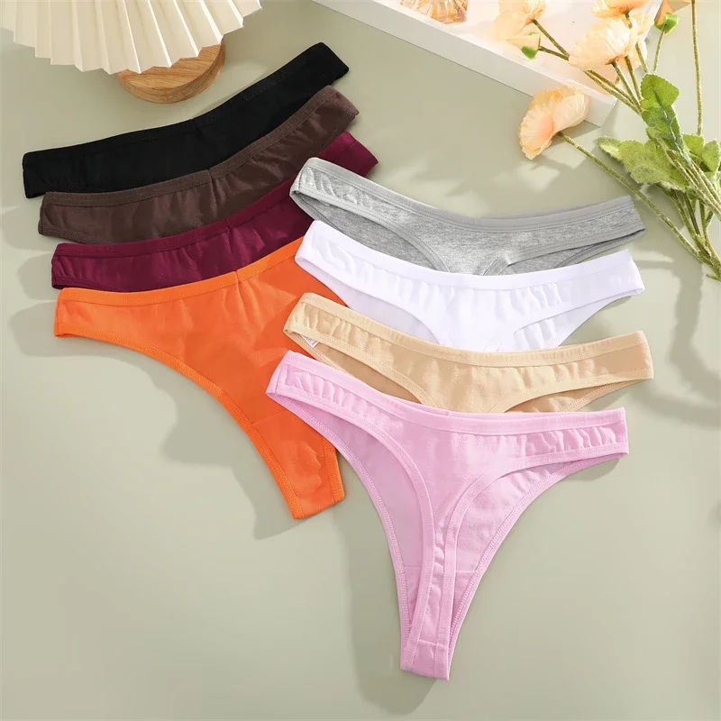 3Pcs/Set Seamless Thong Cotton Women Thin Strap Low Waist High Flexibility Panty Sexy Underwear Ladies Briefs T-back Soft Women thumbnail 4