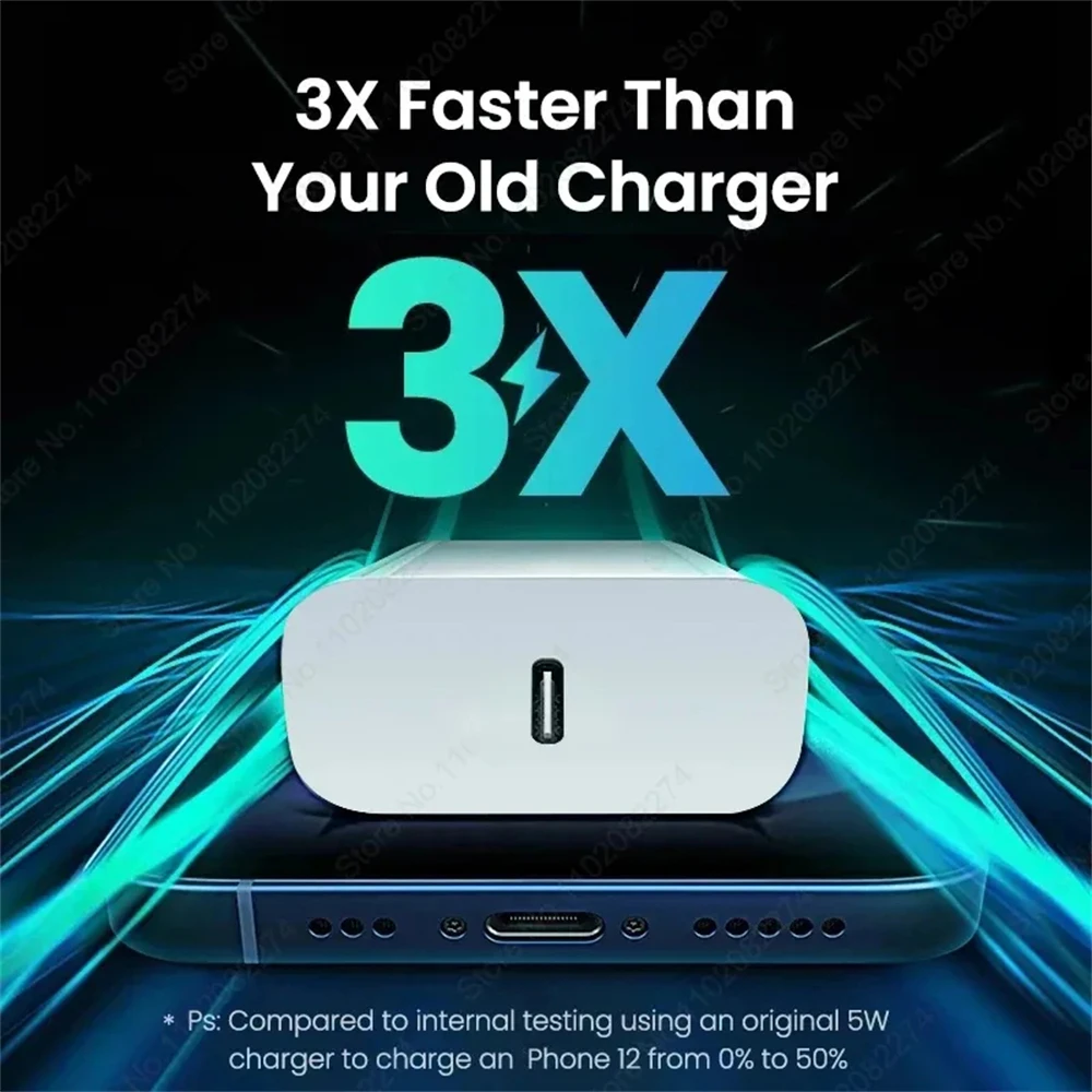 40W PD Fast Charging USB C Charger For iPhone 16 15 14 8 7 Plus 13 12 11 Pro XS Max XR XS X USB Type C Charger Cable Accessories thumbnail 3