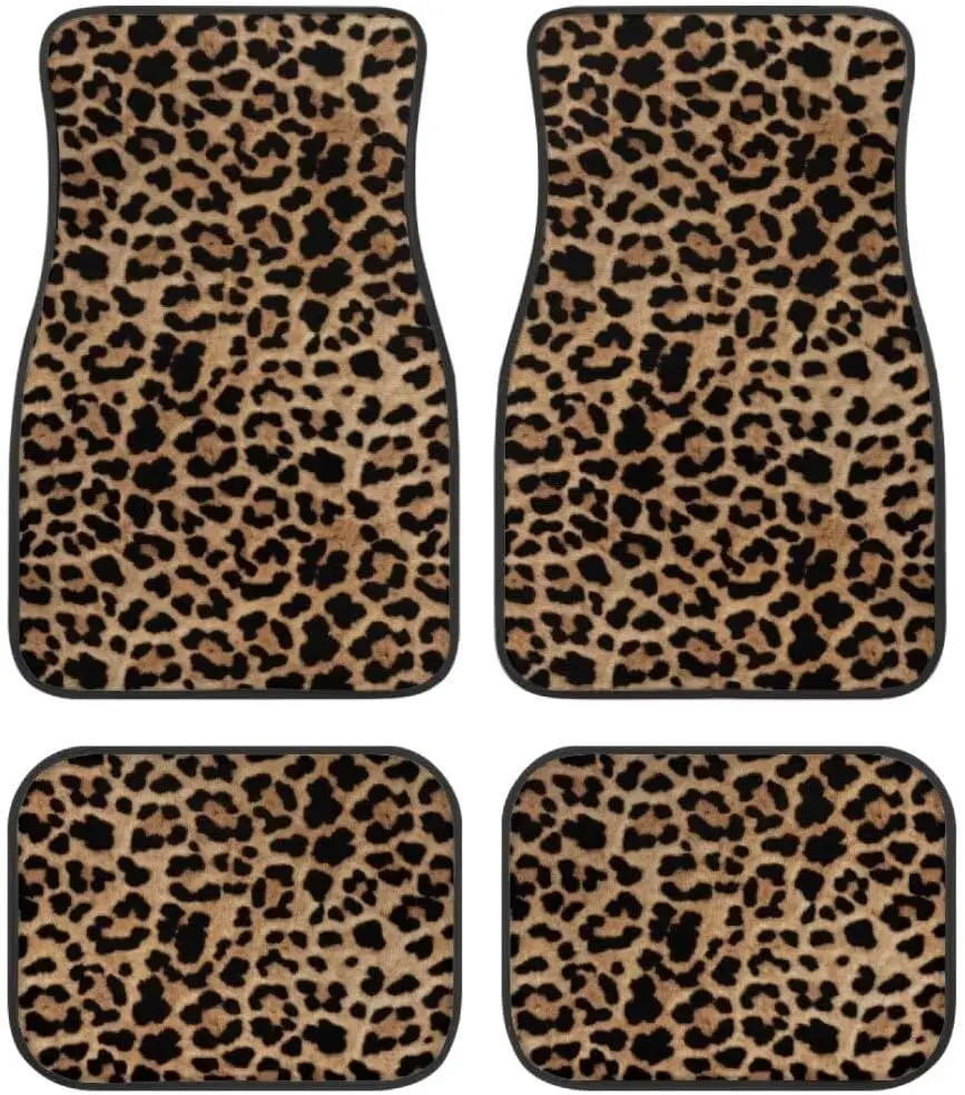 Leopard Print 4pcs or 2pcs  All-Weather Car Mats - Front & Rear Universal Fit for SUVs, Limos & Trucks - Unisex Design thumbnail 3